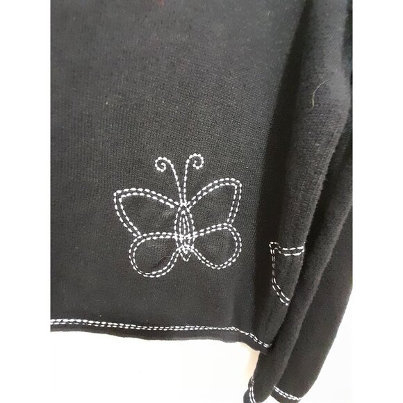 Vintage Foxcraft Womens Size S Embroidered Butterfly Black Sweater - Picture 6 of 7